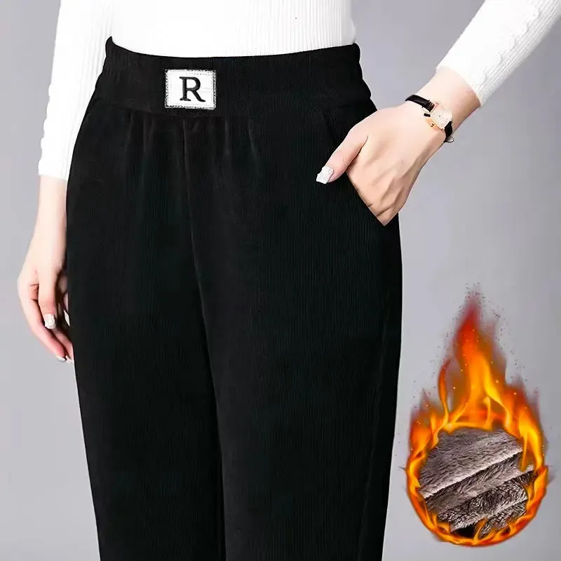 2023 New-Corduroy High Waist Straight Leg Plush Pants For Women