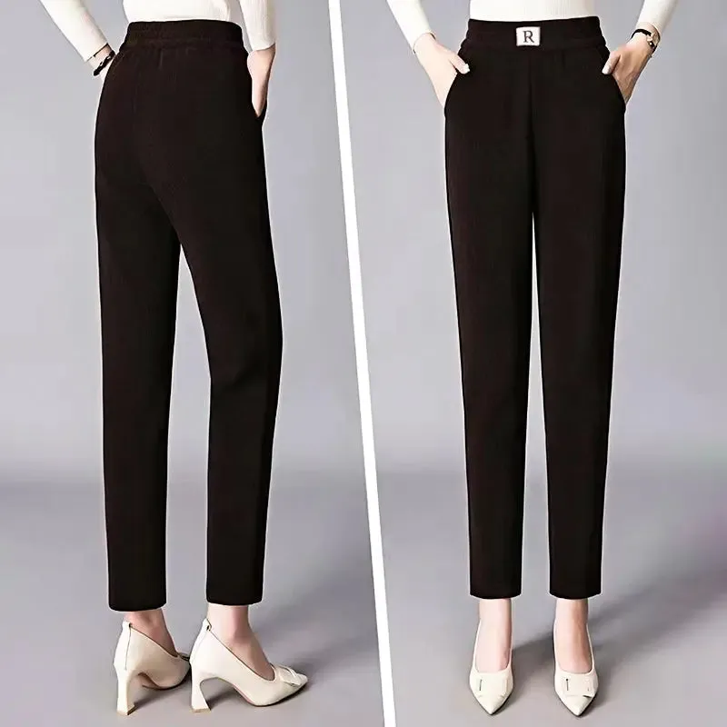 2023 New-Corduroy High Waist Straight Leg Plush Pants For Women