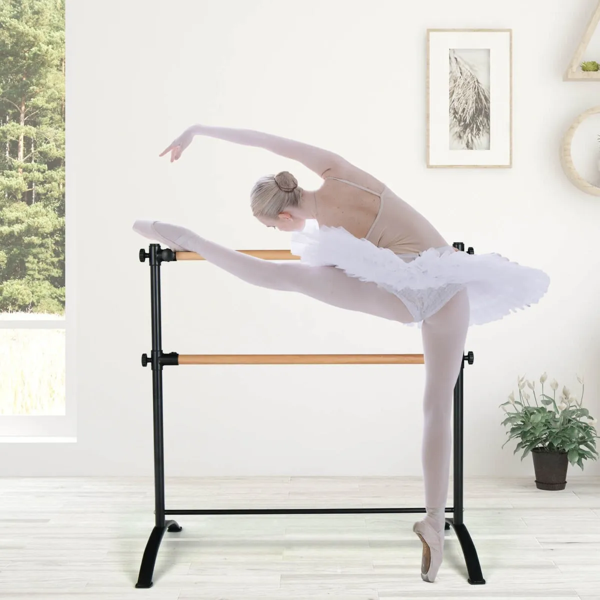 4 Feet Freestanding Ballet Barre with Height Adjustable