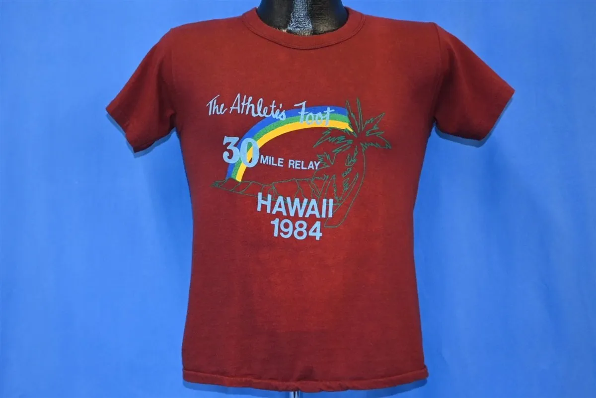 80s Nike Athletes Foot Relay Hawaii Rainbow Swoosh t-shirt Small