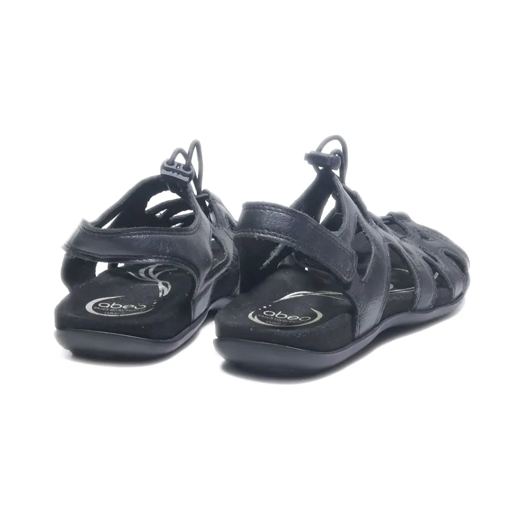 Abeo Flat Sandals Leather Black Colour For Women