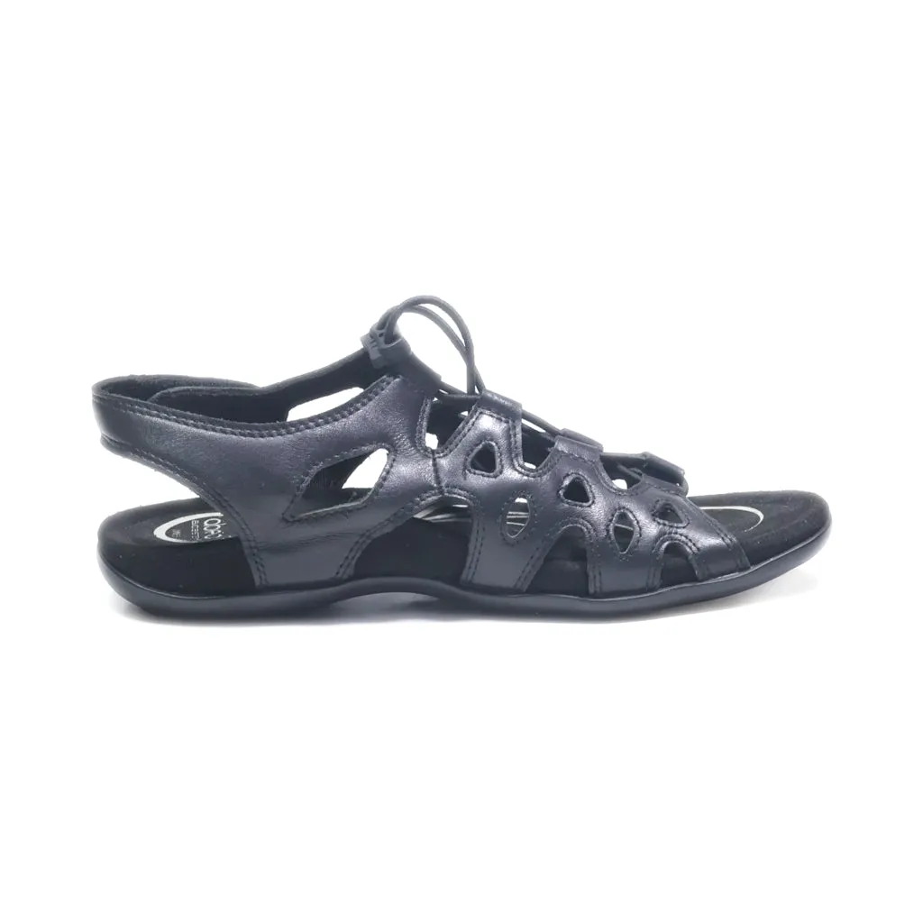 Abeo Flat Sandals Leather Black Colour For Women