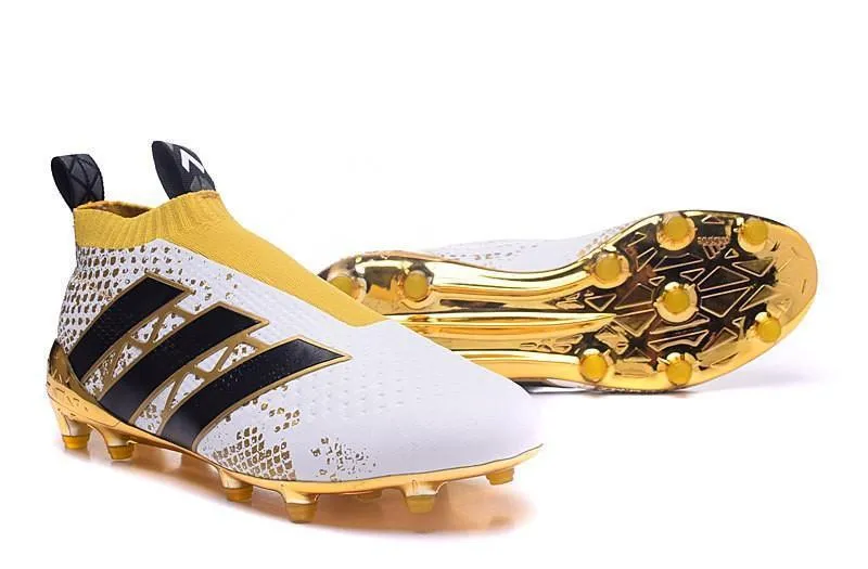 Adidas ACE 16  Purecontrol FG/AG Soccer Cleats White Gold Black