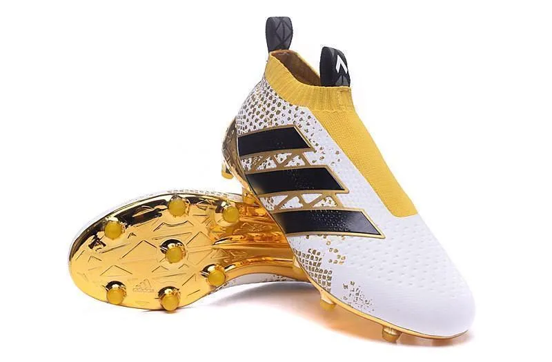 Adidas ACE 16  Purecontrol FG/AG Soccer Cleats White Gold Black