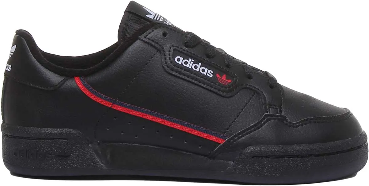 Adidas Continental 80J Leather Trainers In Black For Youth