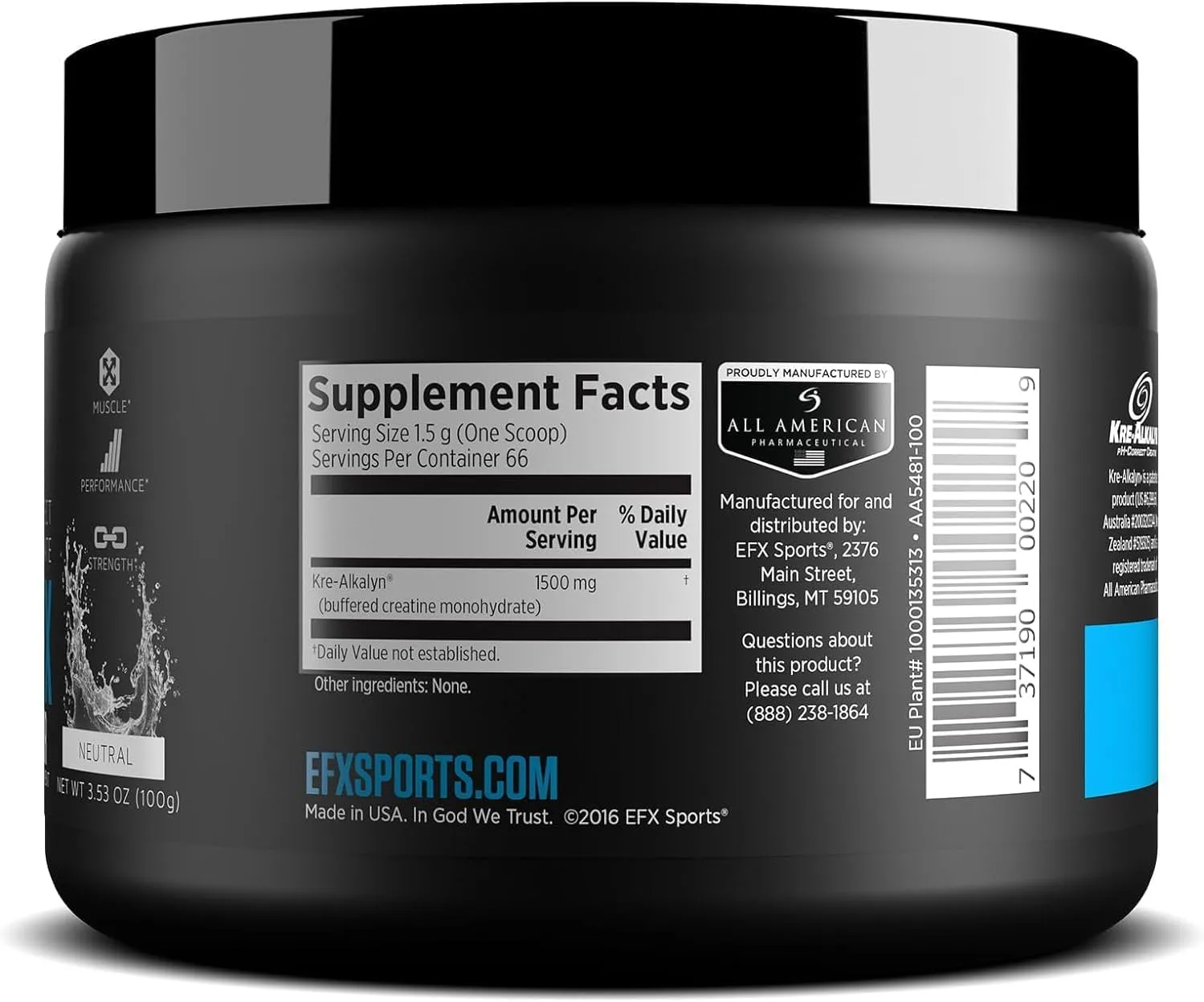 All American EFX Kre-Alkalyn EFX Powder 100-110g