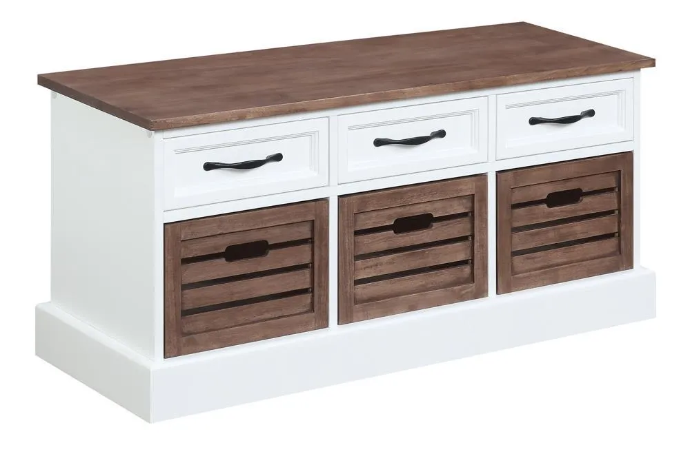 Alma 3-drawer Storage Bench Weathered Brown and White