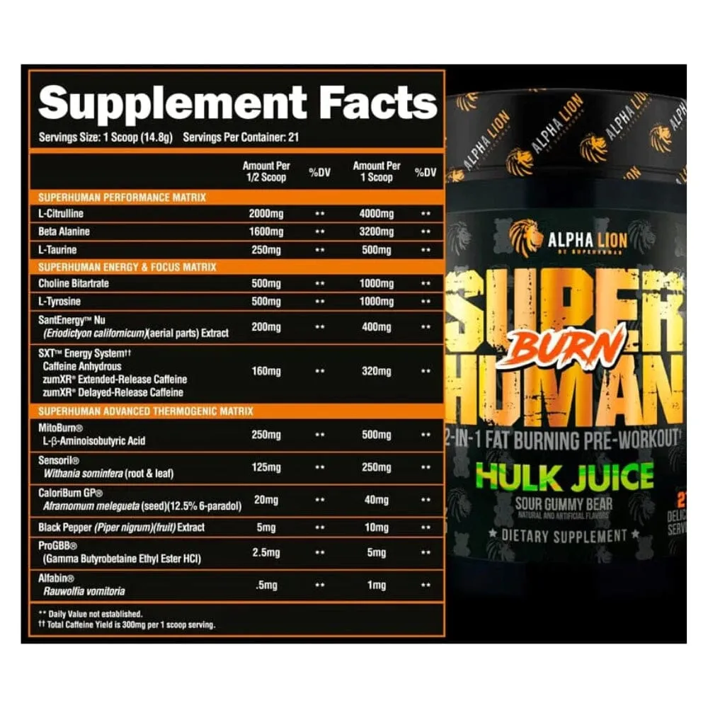 Alpha Lion SuperHuman Burn 21 Servings