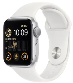 Apple Watch SE 2 (2022) 40mm (GPS CELLULAR) - Silver Aluminum Case with White Sport Band - Size:M/S - (MNTP3Ll/A)