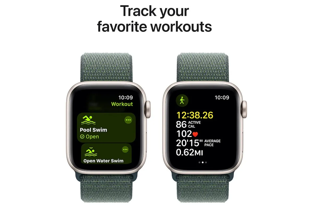 Apple Watch SE GPS   Cellular | 40mm | Starlight Aluminium Case with Lake Green Sport Loop