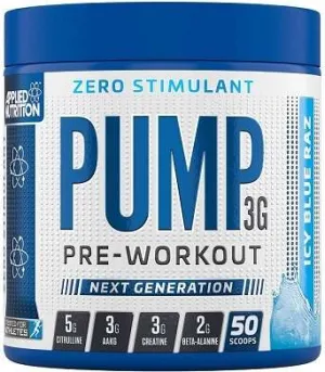 Applied Nutrition Pump 3G Pre-Workout (Zero Stimulant), Icy Blue Raz - 375 grams