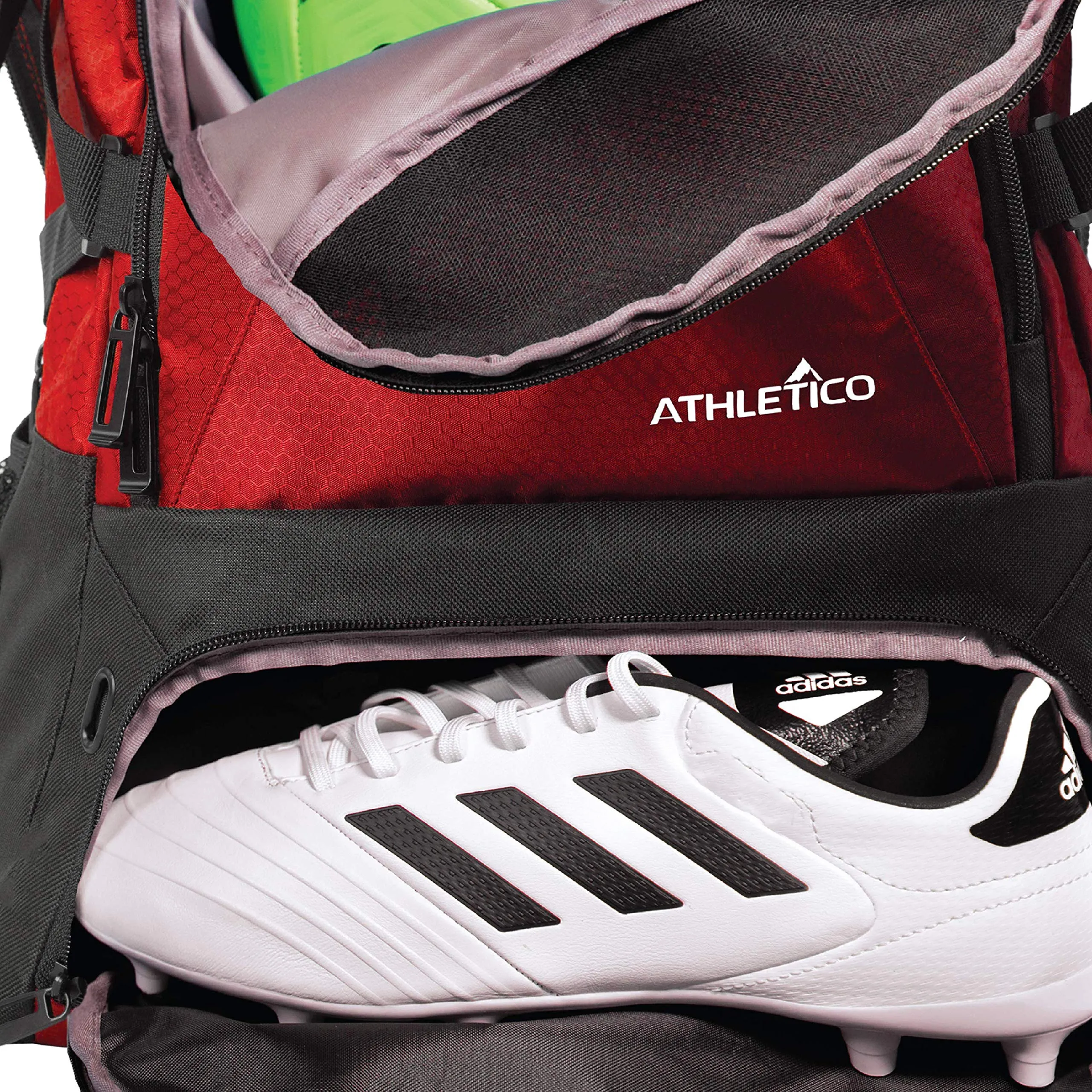 Athletico National Soccer Bag - Backpack for Soccer, Basketball & Football Includes Separate Cleat and Ball Holder (Red)