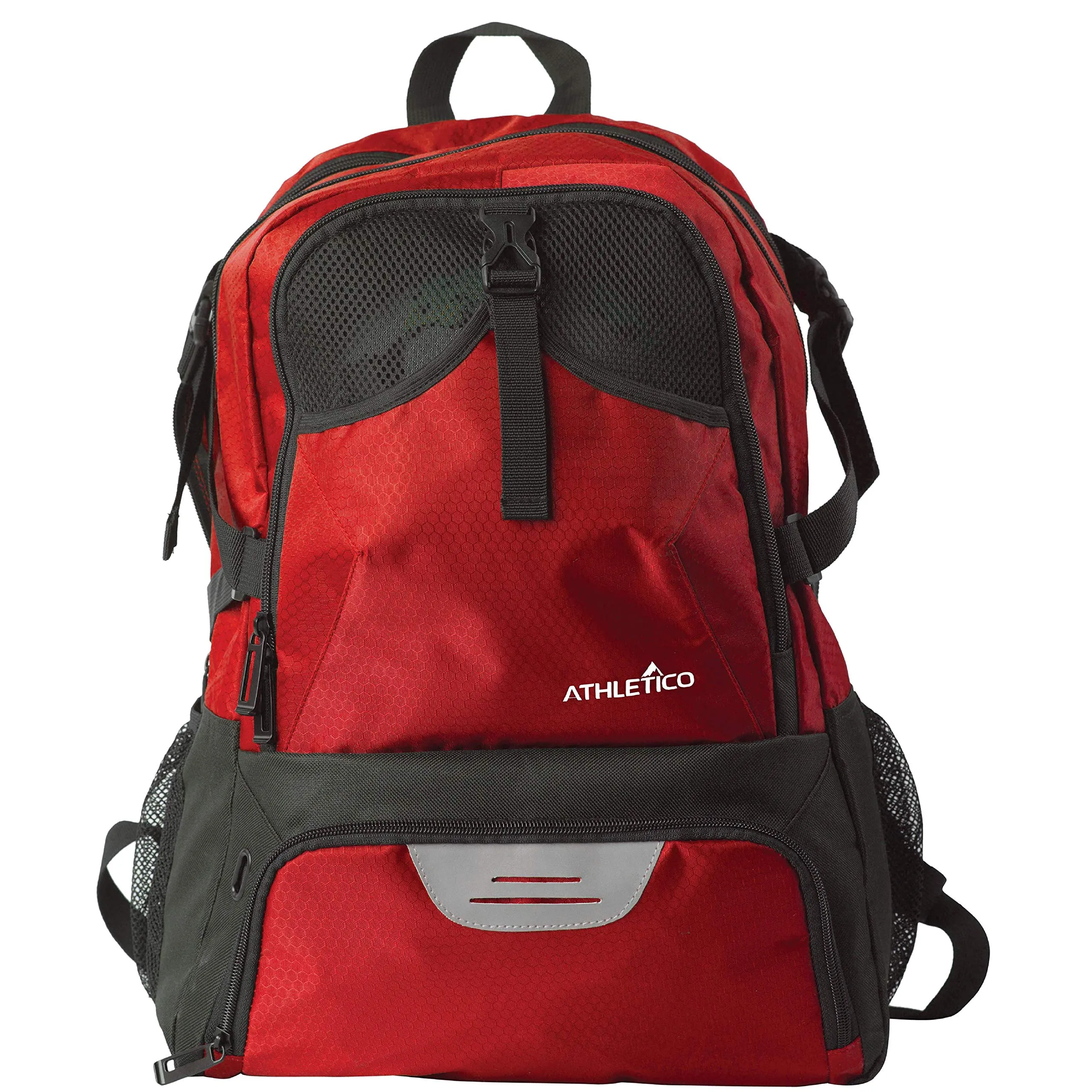 Athletico National Soccer Bag - Backpack for Soccer, Basketball & Football Includes Separate Cleat and Ball Holder (Red)