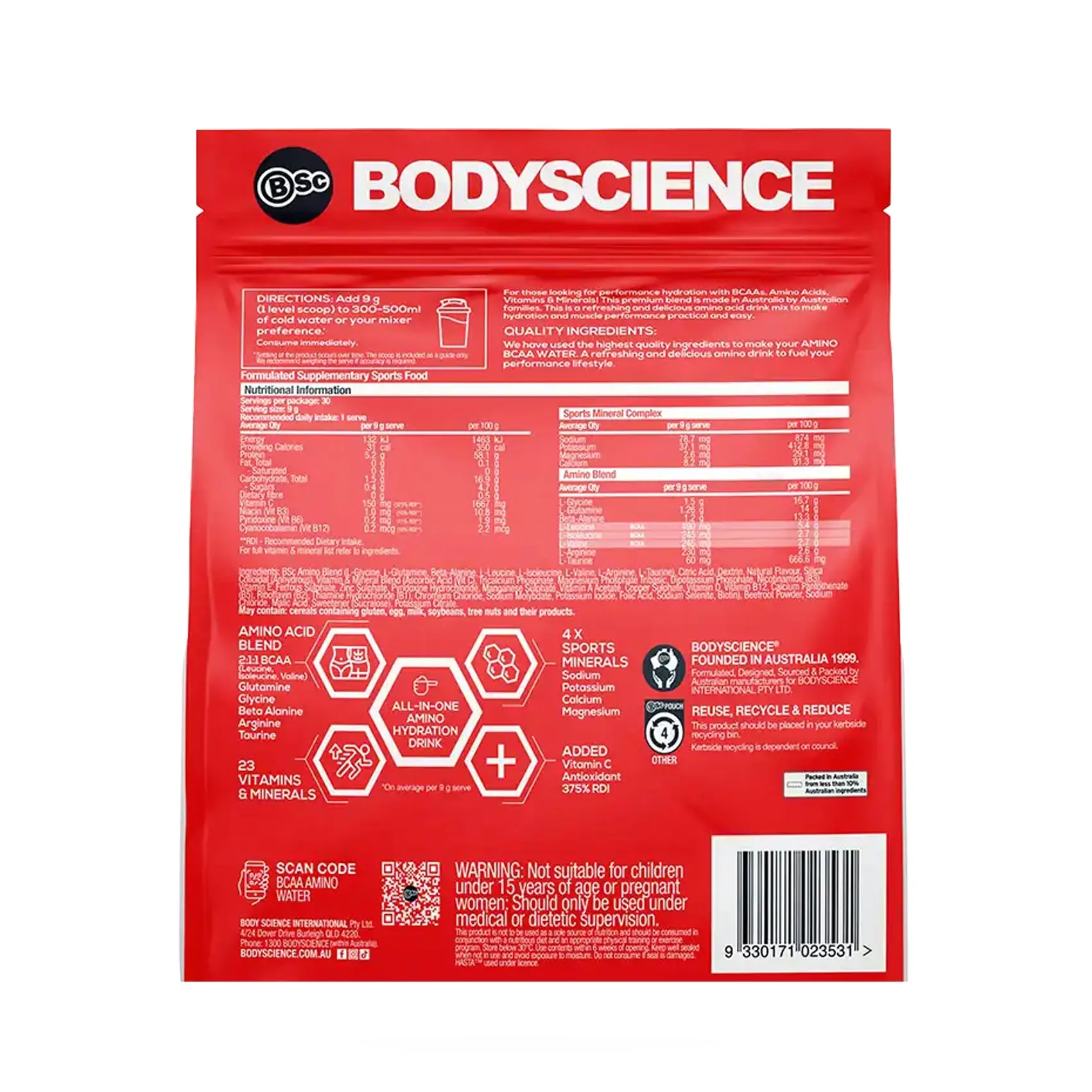 Body Science BCAA Amino Water 270g