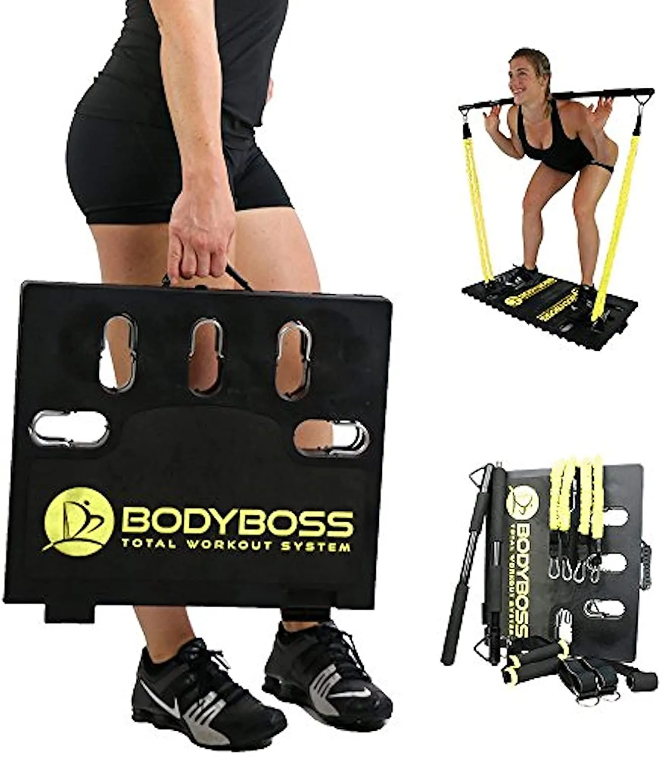 BodyBoss 2.0 - Full Portable Home Gym Workout Package   Resistance Bands - Collapsible Resistance Bar, Handles - Full Body Workouts for Home, Travel or Outside