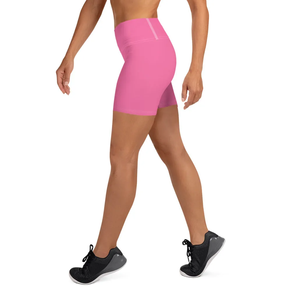 Bright Pink High Waist Yoga Shorts