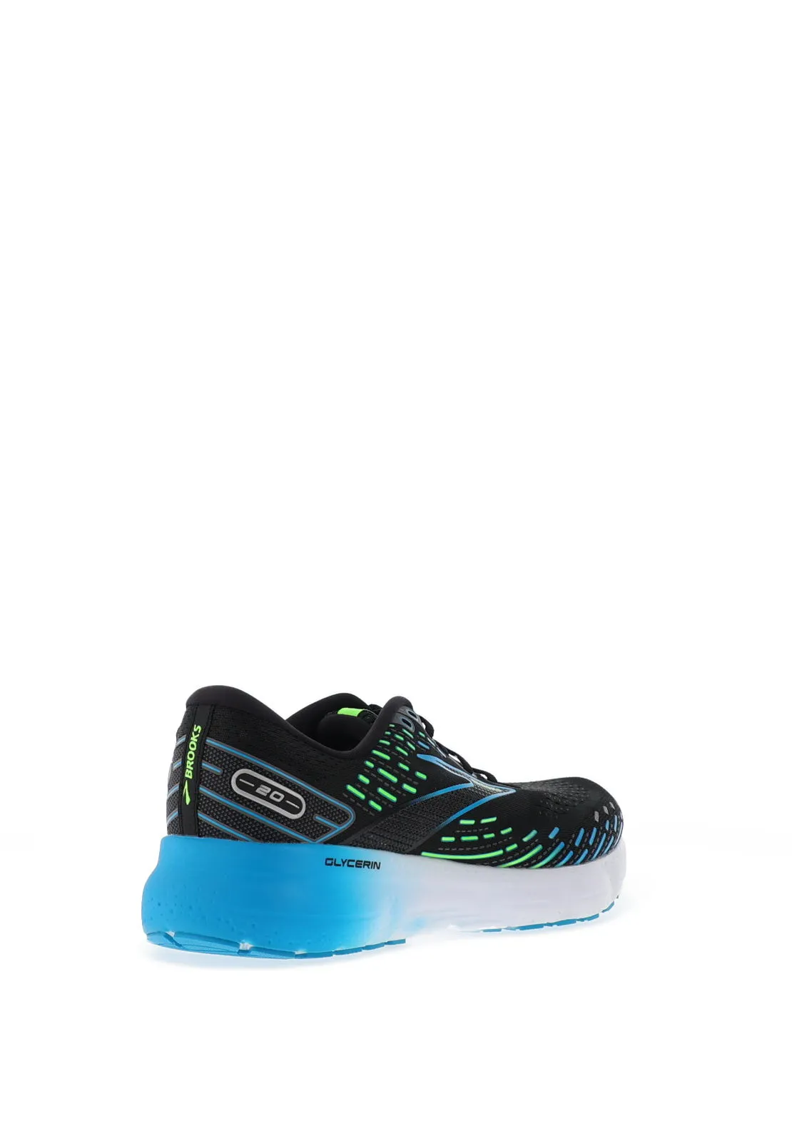 Brooks Mens Glycerin 20 Running Shoes, Black & Hawaiian Ocean