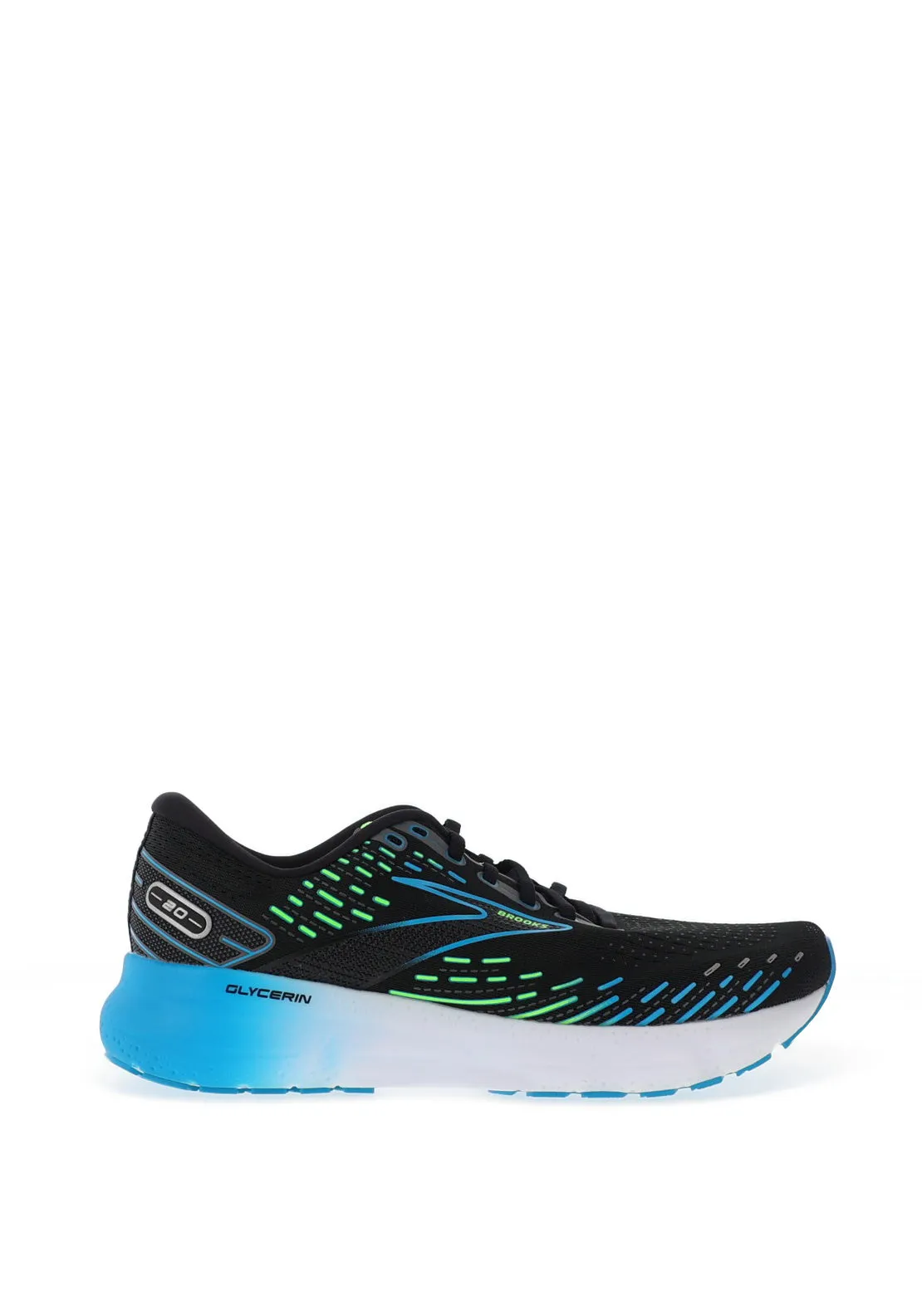 Brooks Mens Glycerin 20 Running Shoes, Black & Hawaiian Ocean