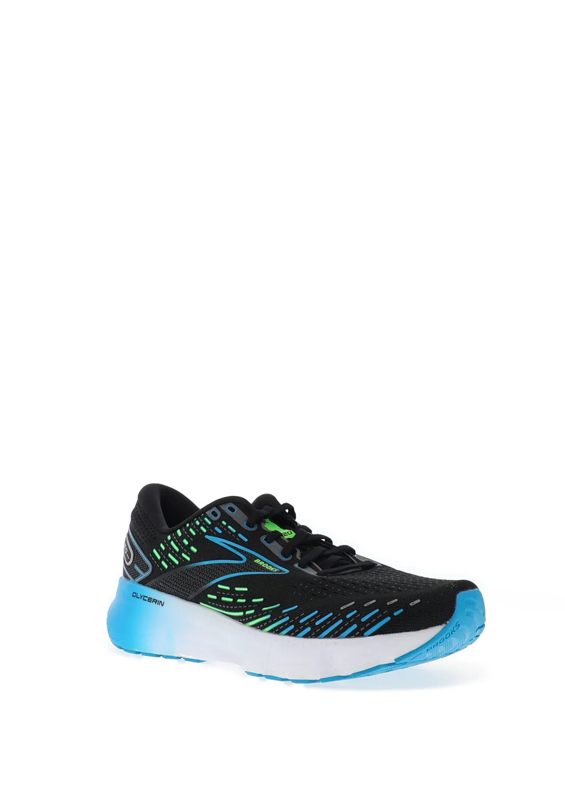 Brooks Mens Glycerin 20 Running Shoes, Black & Hawaiian Ocean