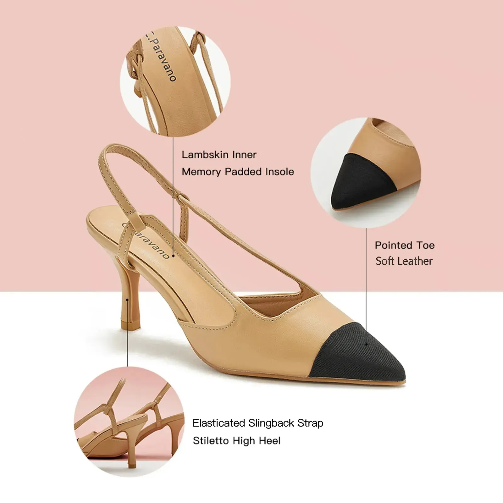 Cap-Toe Slingback Pumps (Helen)