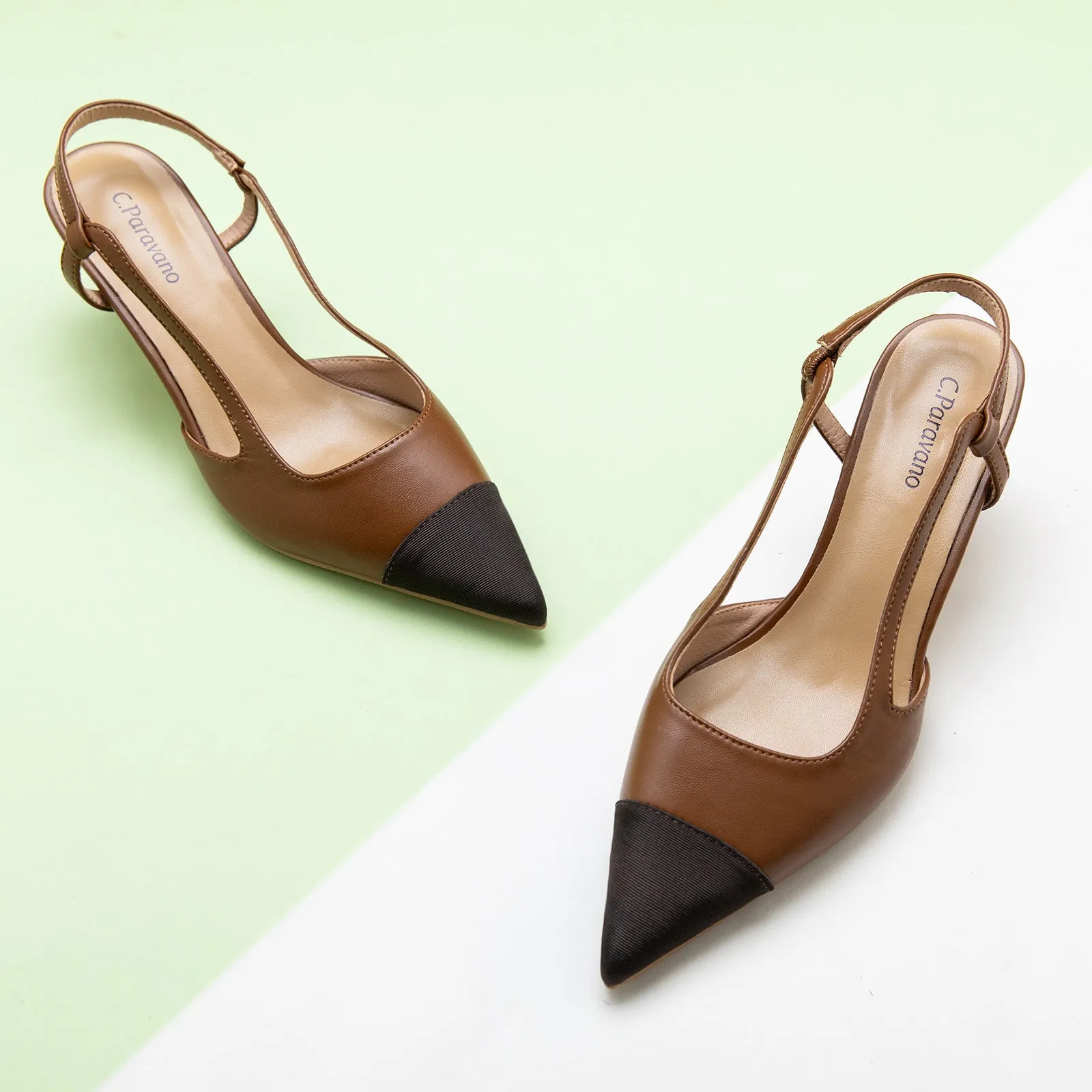 Cap-Toe Slingback Pumps (Helen)