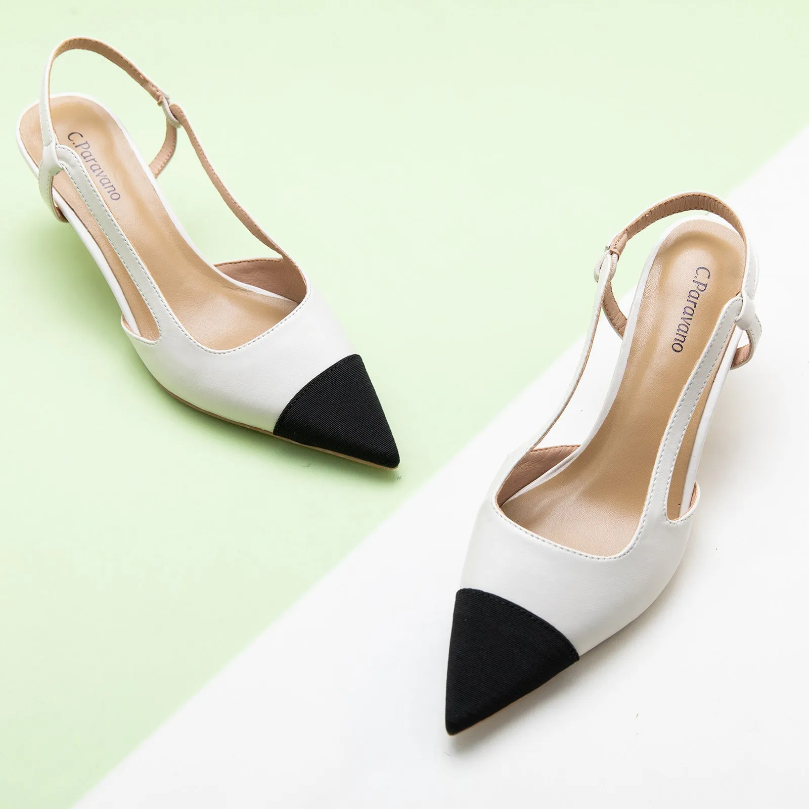 Cap-Toe Slingback Pumps (Helen)