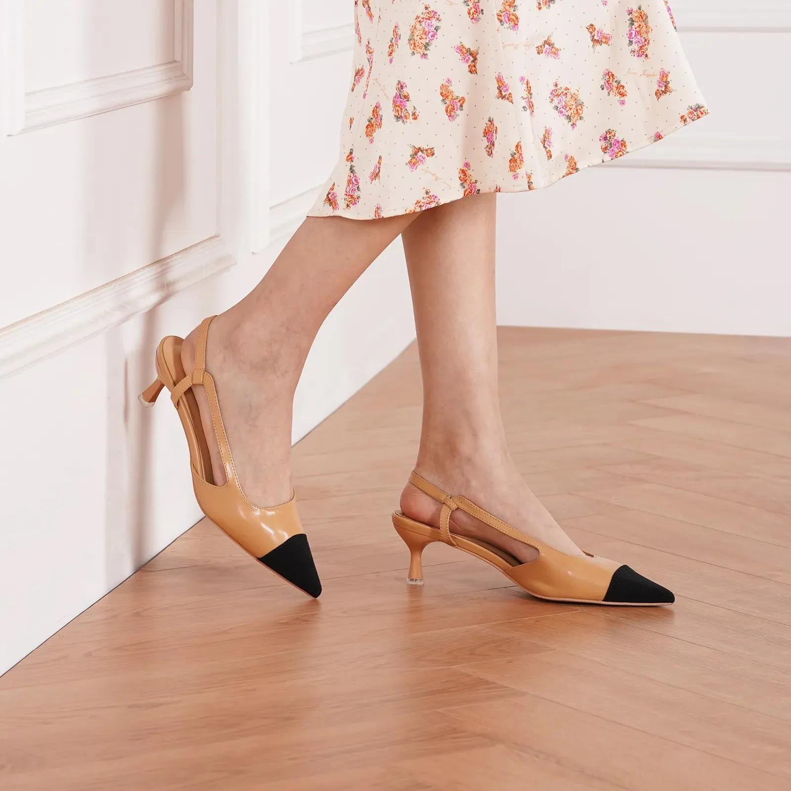 Cap-Toe Slingback Pumps (Helen)