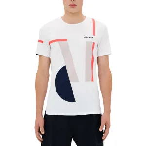 CEP Men's The Run Shirt Round Neck Short Sleeve v5 - White/Geometrics