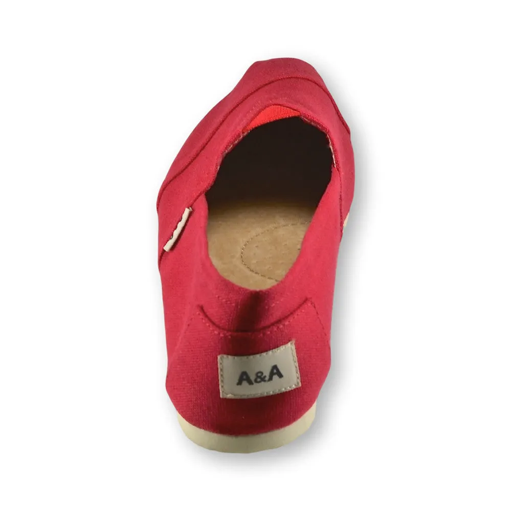 Classic Red Canvas Slip On Shoes for Women