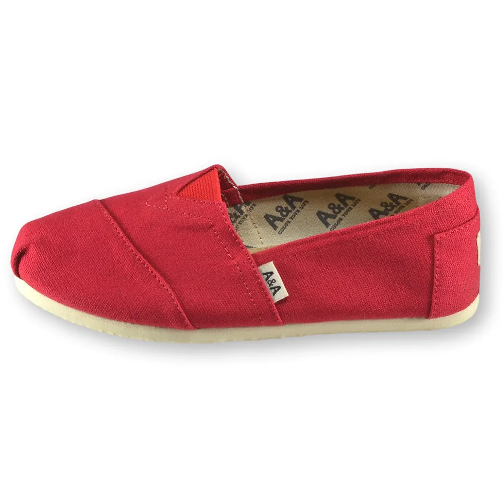 Classic Red Canvas Slip On Shoes for Women