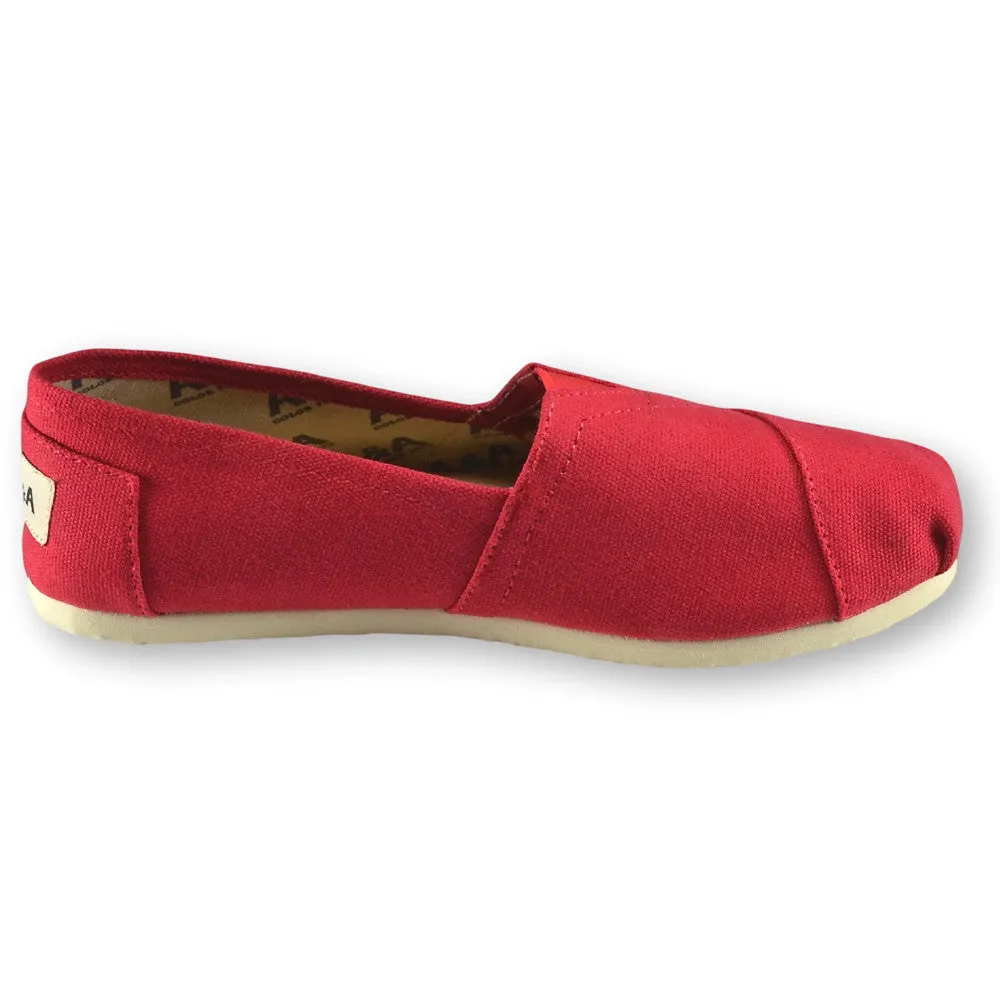 Classic Red Canvas Slip On Shoes for Women