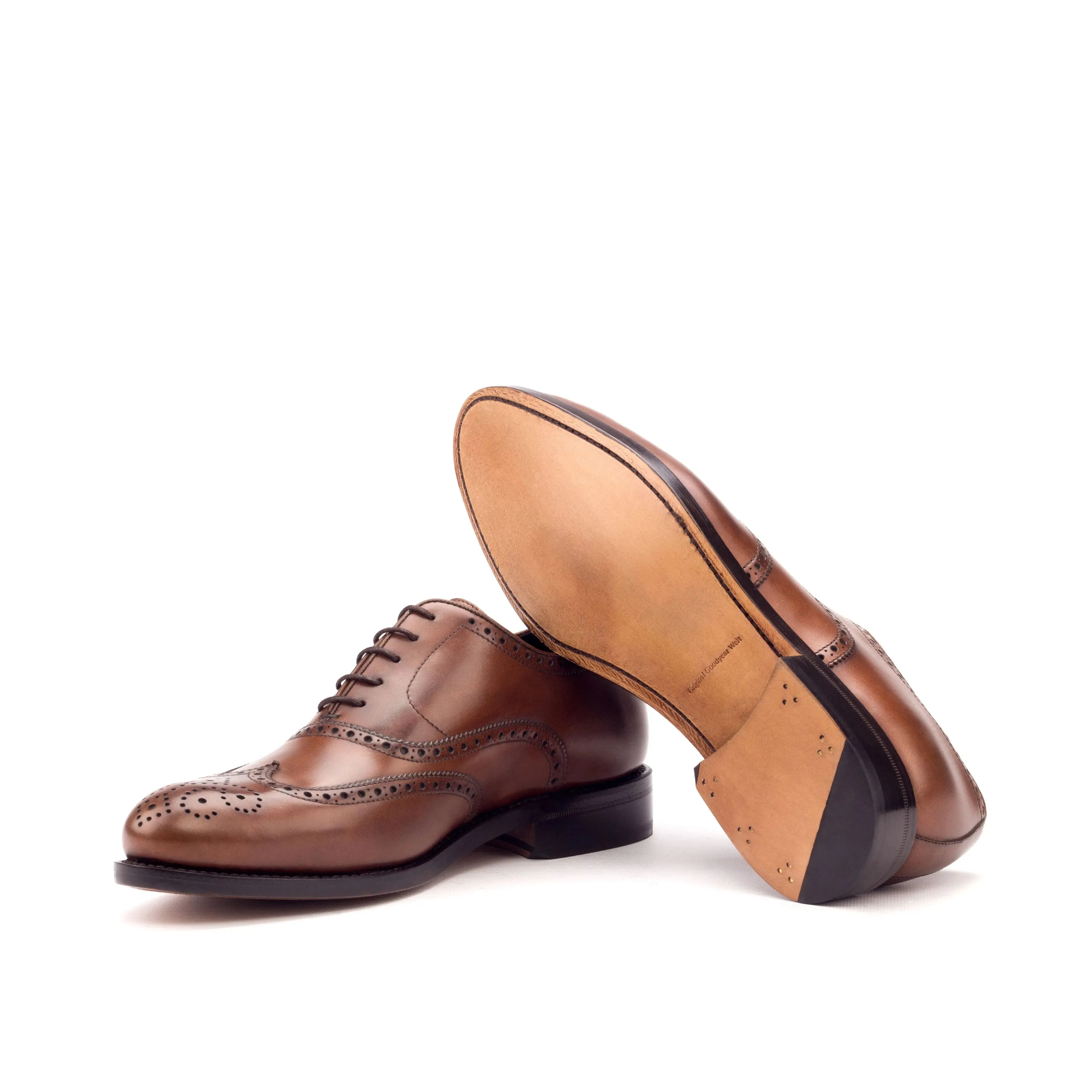 DapperFam Aeron in Med Brown Men's Italian Leather Full Brogue