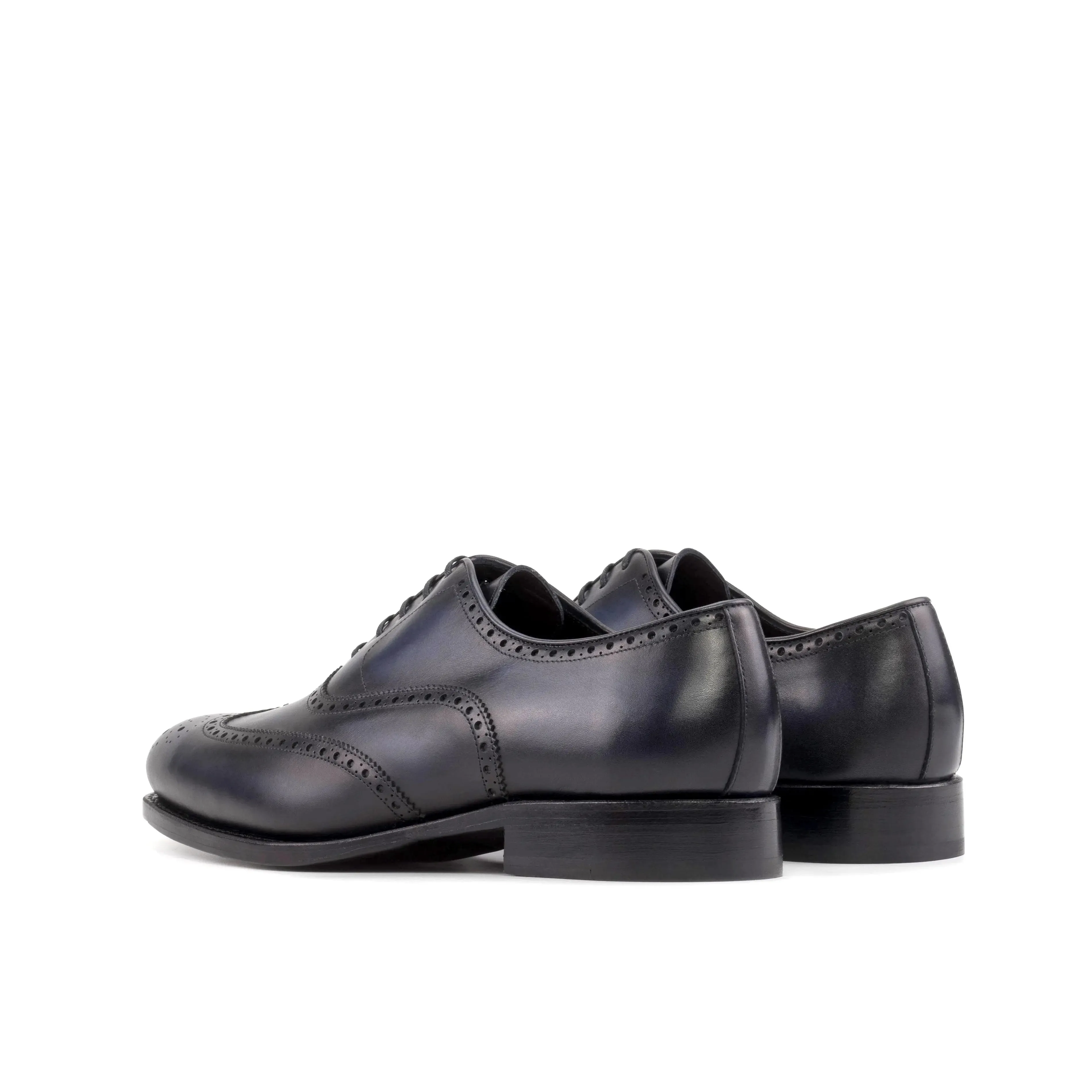 DapperFam Aeron in Navy Men's Italian Leather Full Brogue