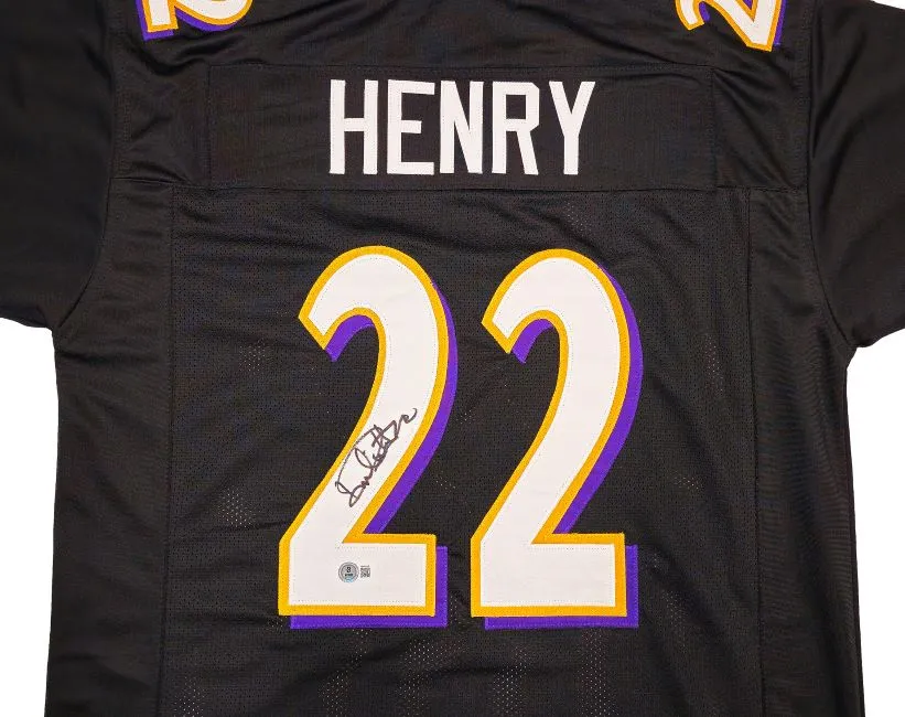 Derrick Henry Baltimore Signed Black Football Jersey BAS ITP