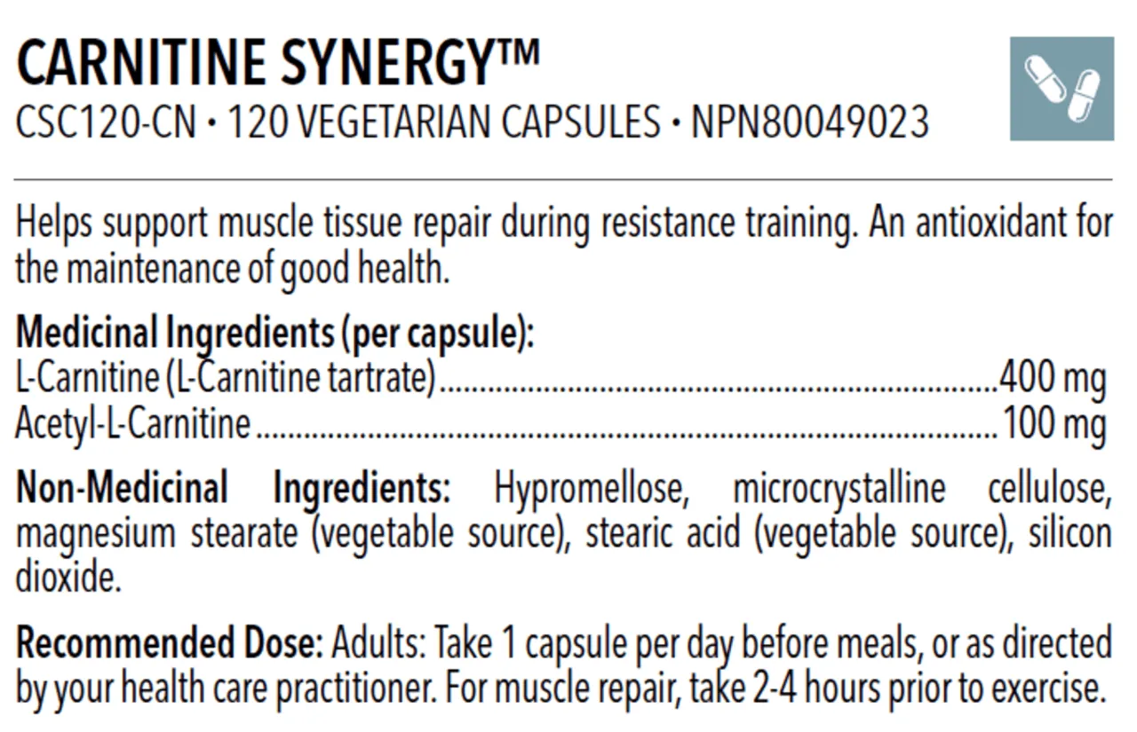 Designs for Health Carnitine Synergy 120 Veg Capsules