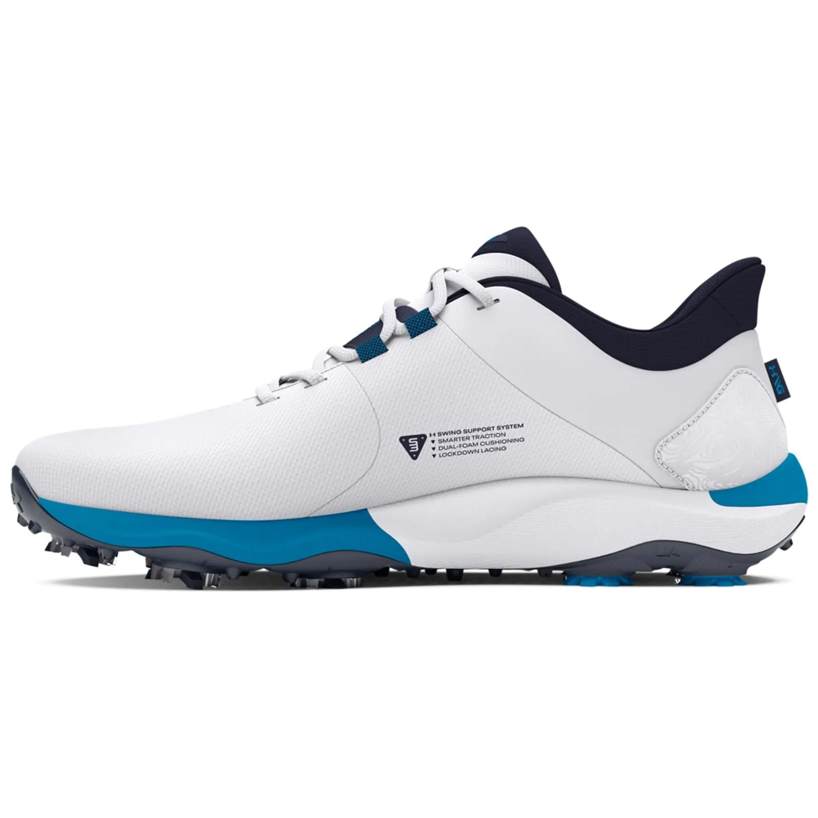 Drive Pro Wide Spiked Golf Shoes White/Navy - 2024