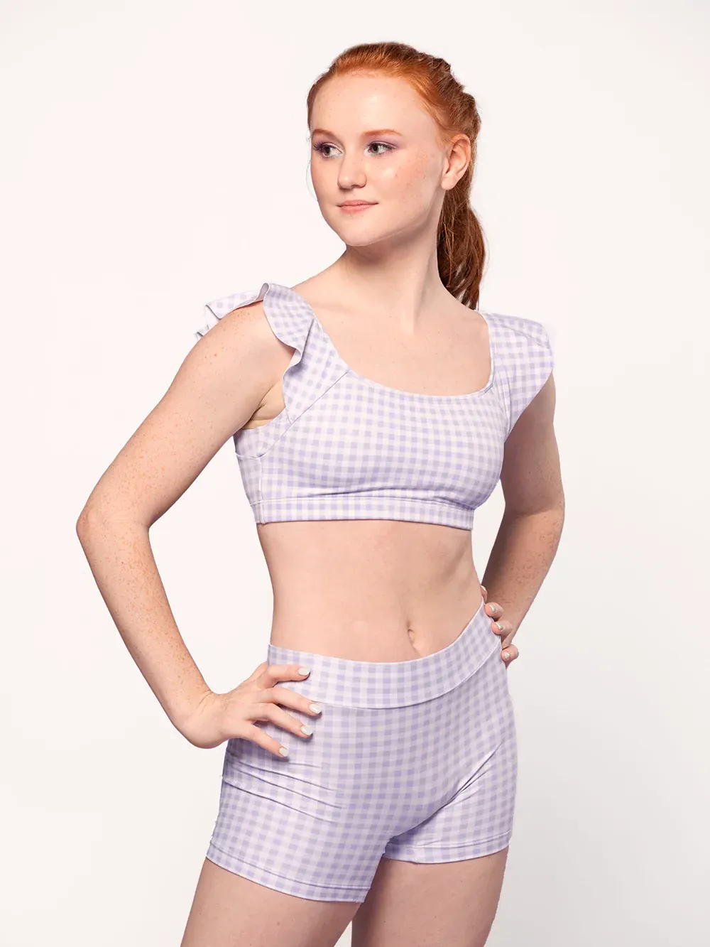 Elevé Dancewear | Olivia Shorts | Lavender Gingham