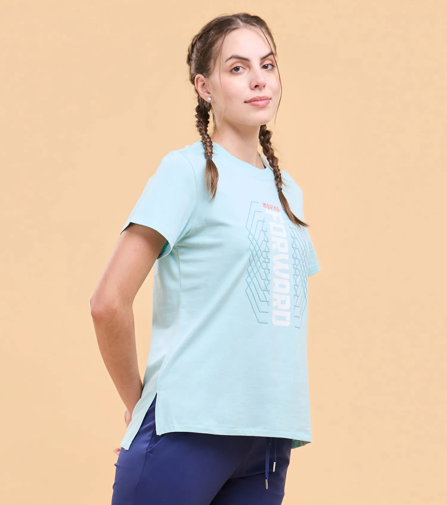 Enamor Athleisure Womens A301-Short Sleeve Crew Neck Antimicrobial Cotton Tee