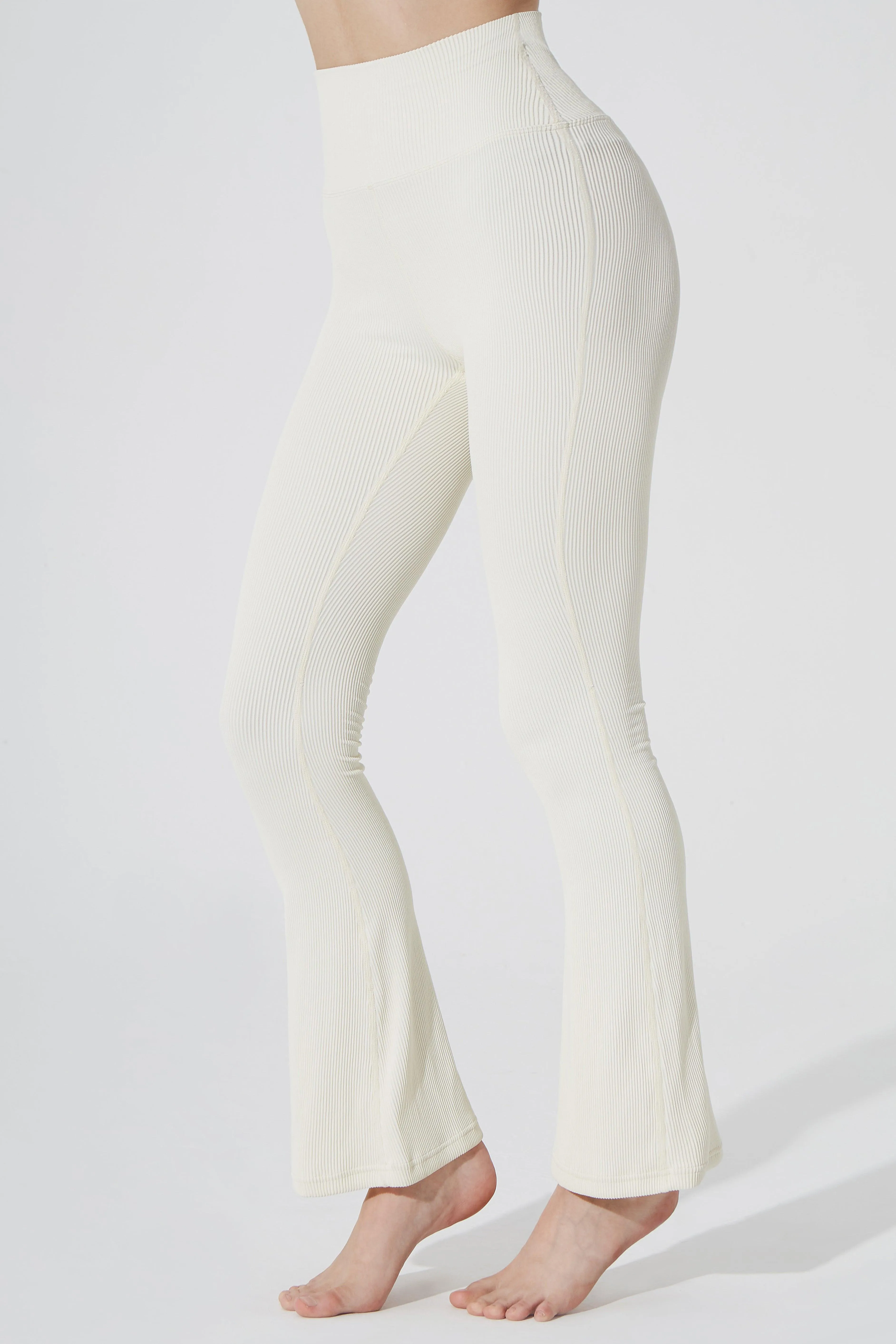 Evana Flare Ribbed Legging - Cream