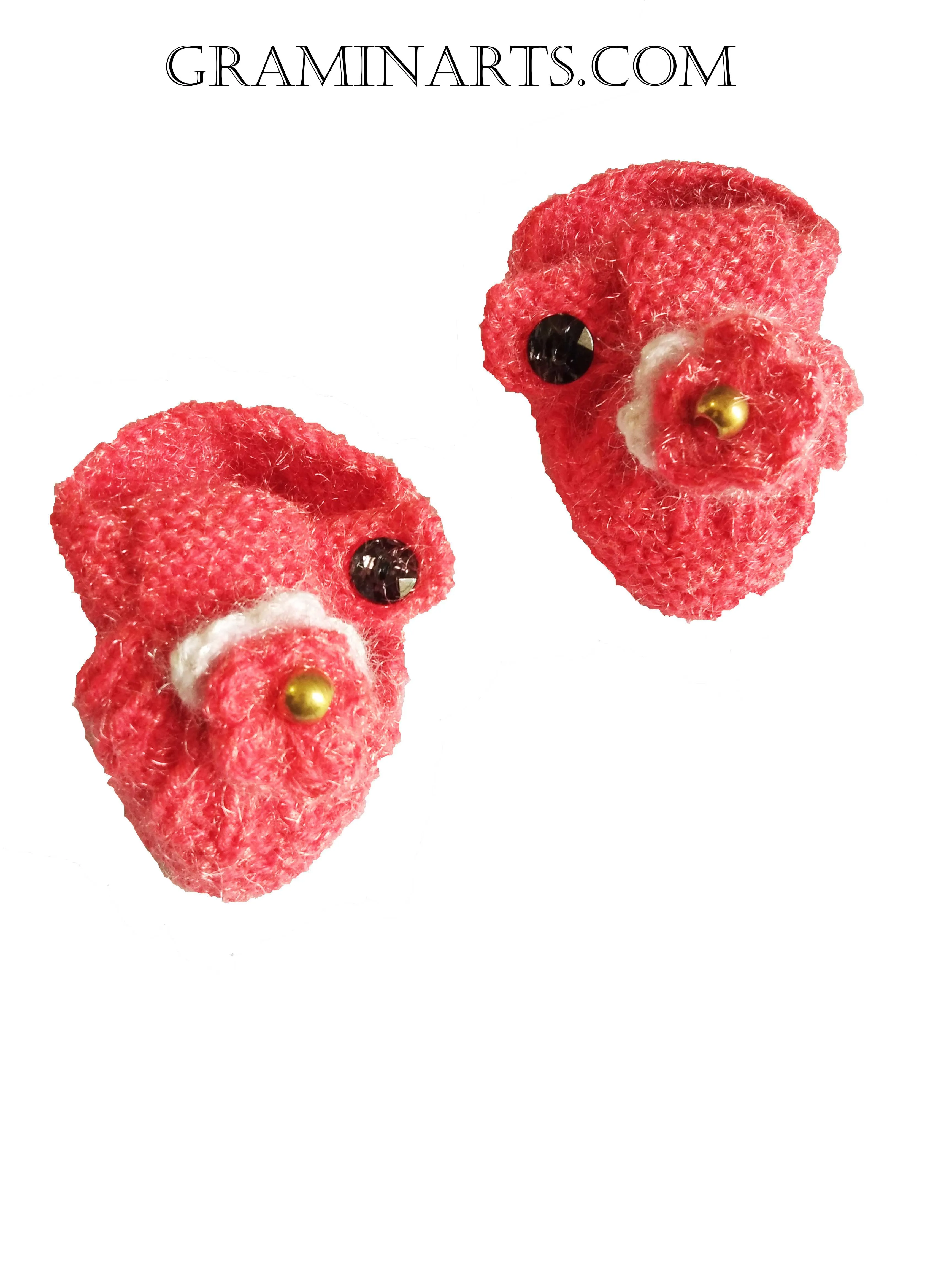 Floral Design Handmade Graminarts Woolen Baby Booties For  ( 0 - 6 M )