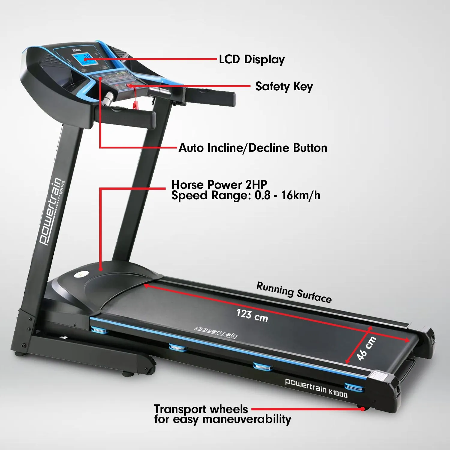 Foldable Treadmill with Incline, LCD, 12 Programs, 2.0 hp Motor