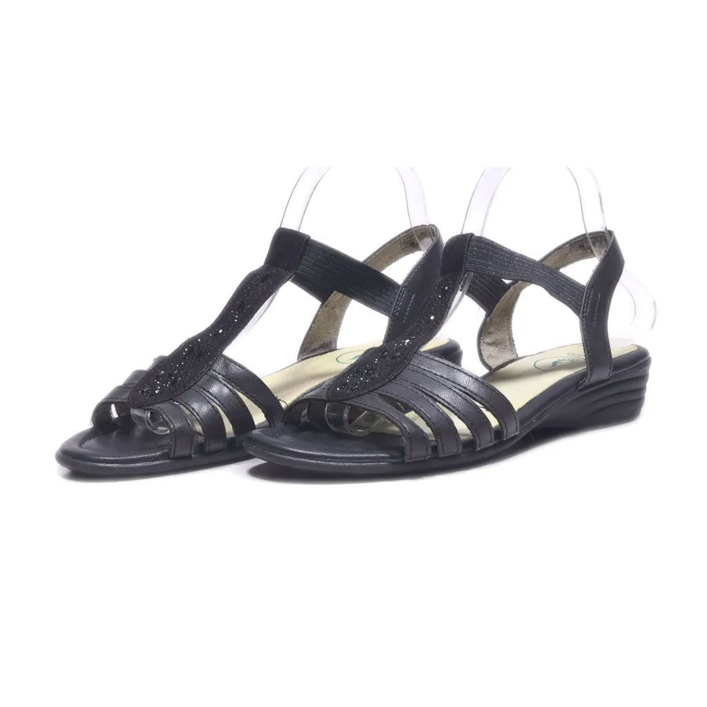 Footflexx Flat Sandals Leather Black Colour For Women