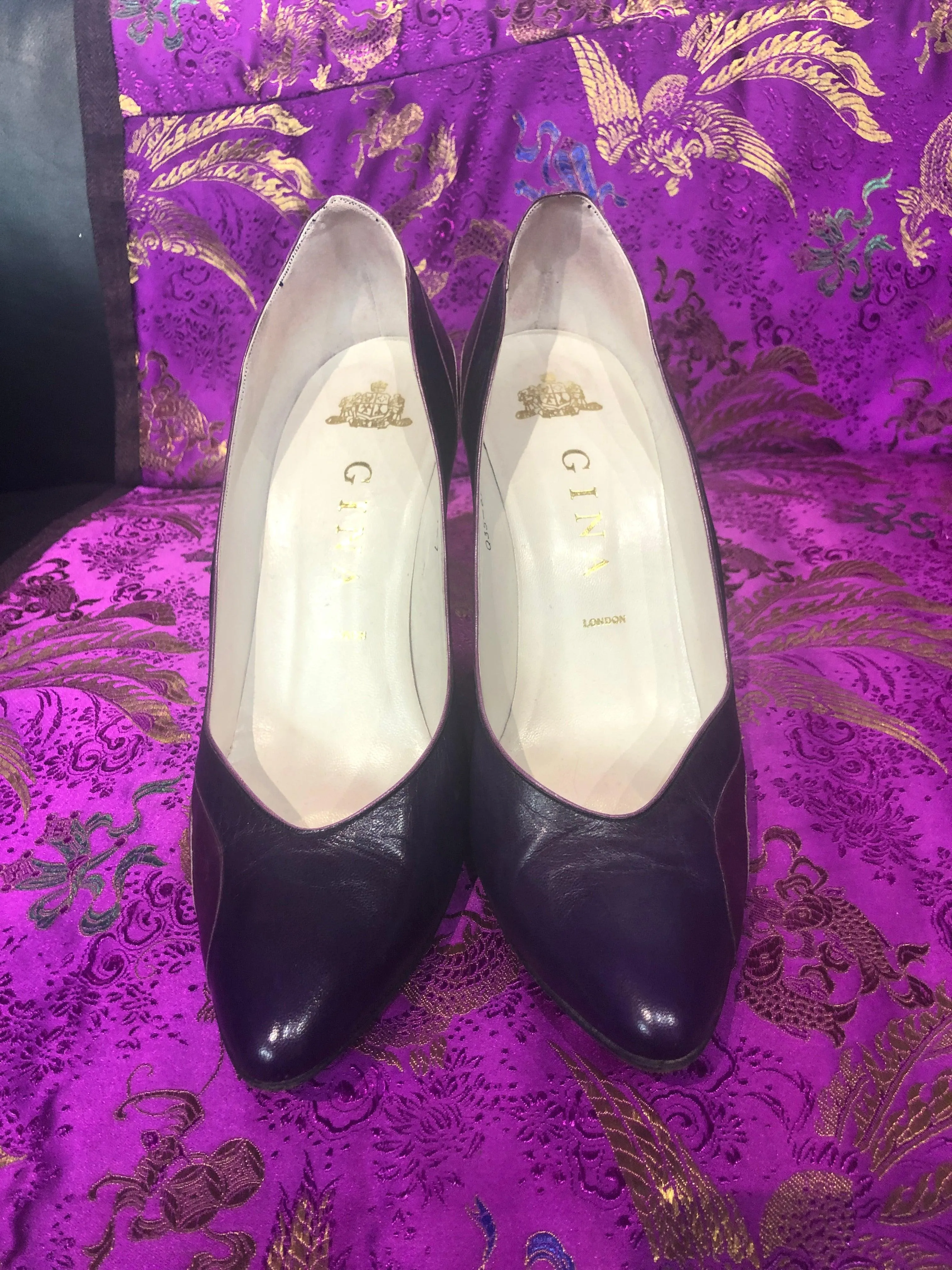 Gina of London 3 tone purple leather vintage shoes UK size 7