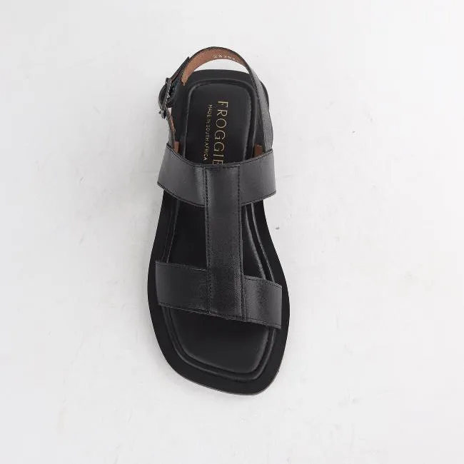 Grecian inspired Flat Sandal in Black - 12706