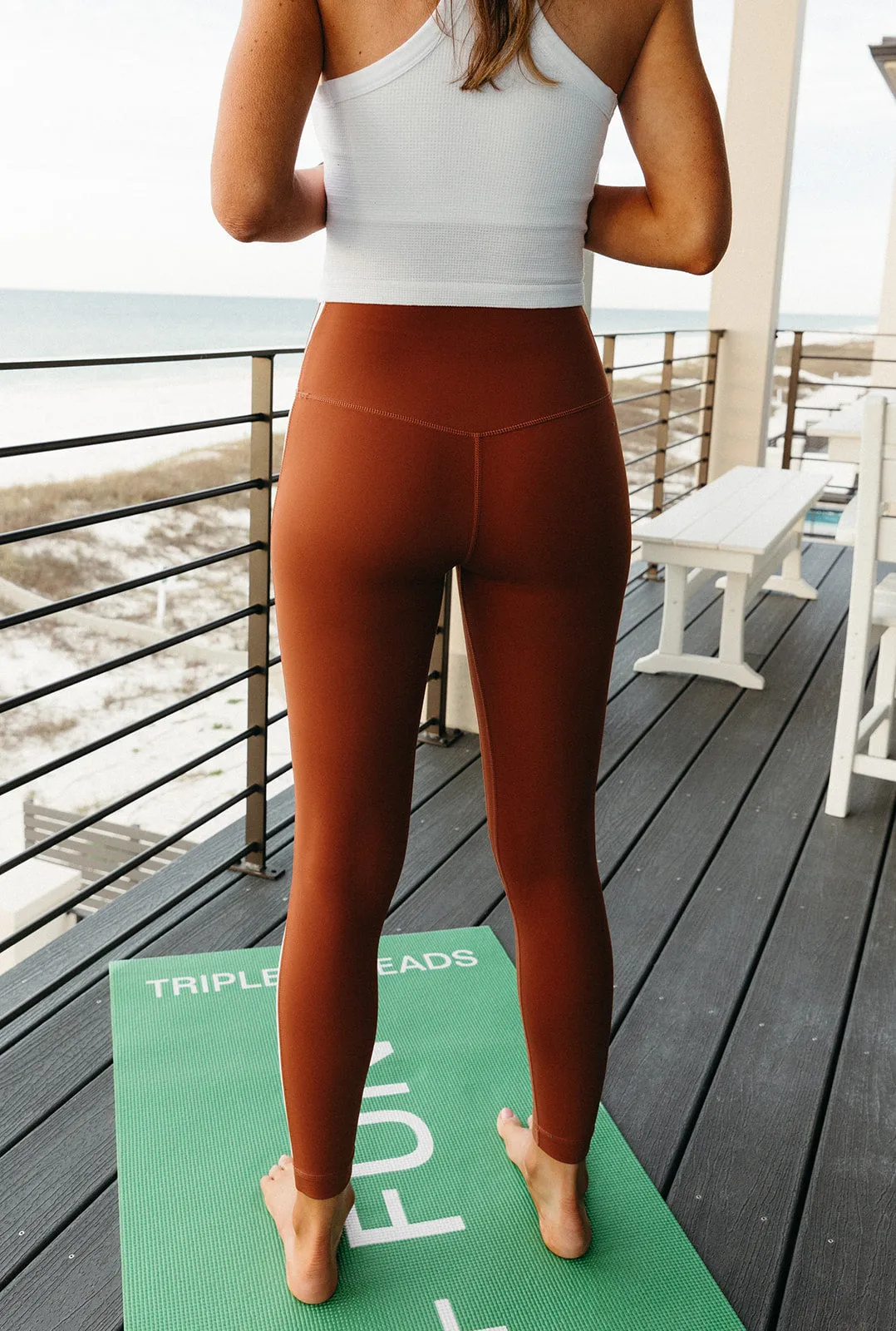 Hana Side Stripe Leggings - Rust