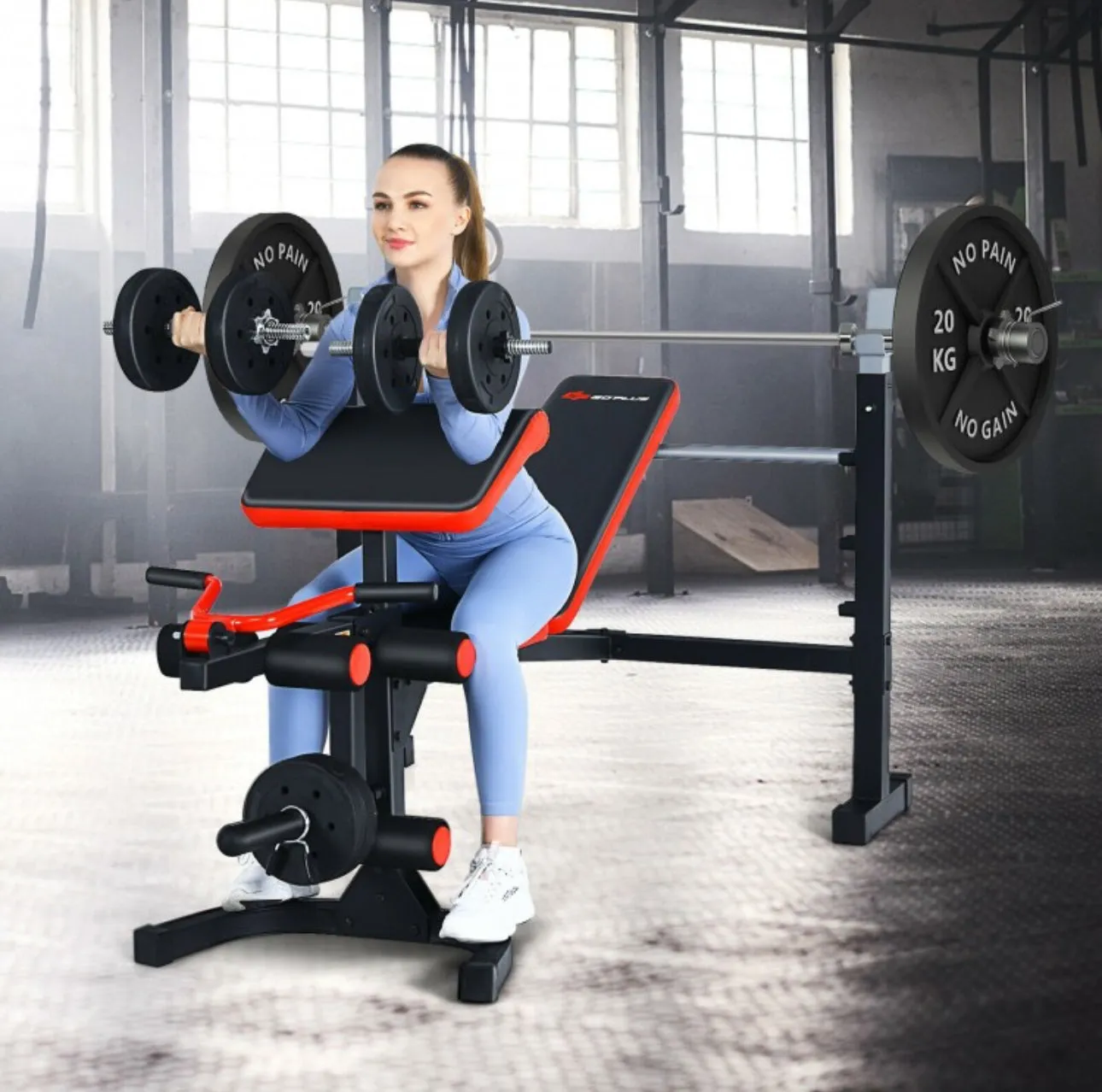 Heavy Duty Modern Adjustable Olympic Weight Bench For Full-Body Workout, Strength Training | Multiple Ways To Get, Stay Fit | Thickened Cushion