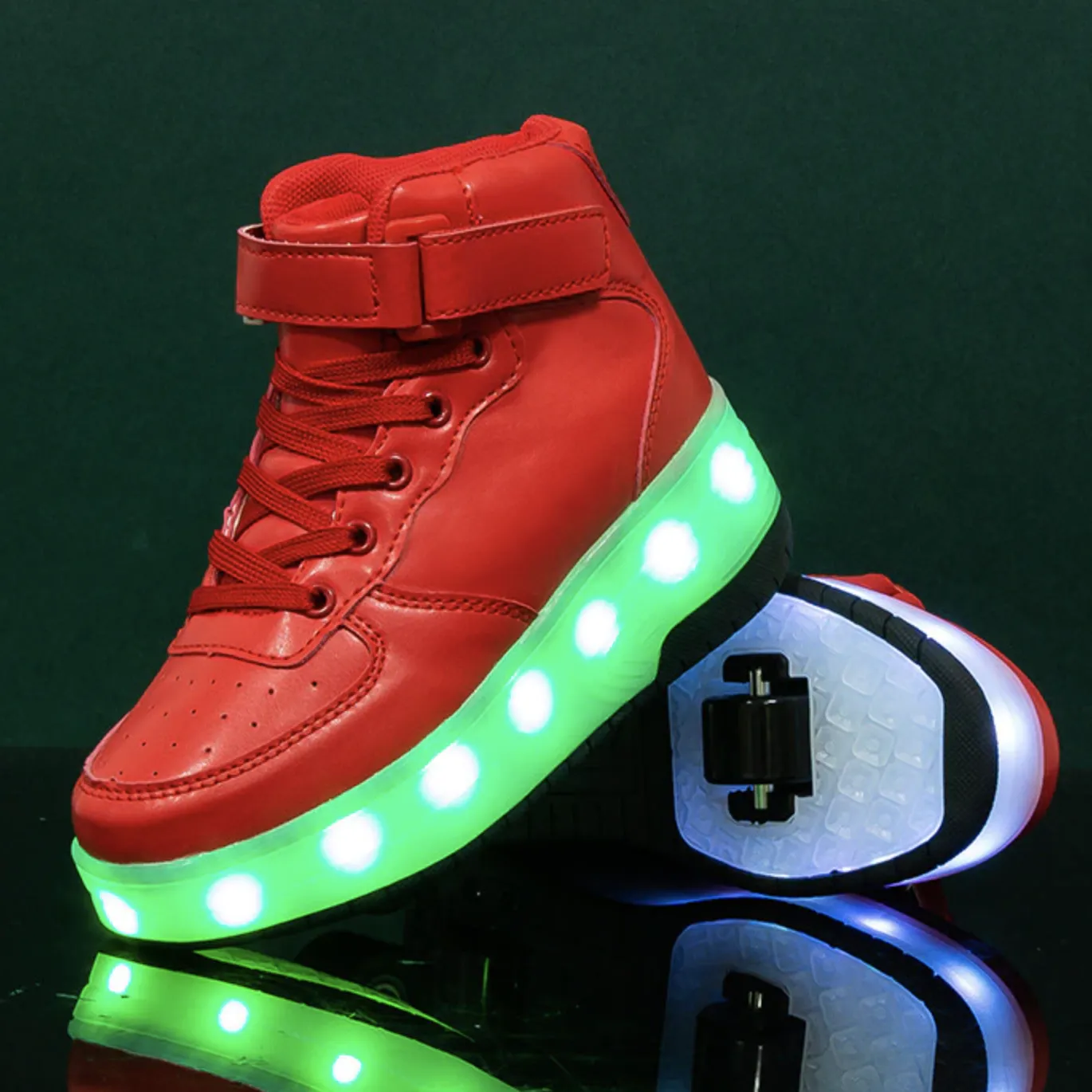 High Top Stylish Led Roller Shoes | Roller High Top Kids Light Up Sneakers With Wheels