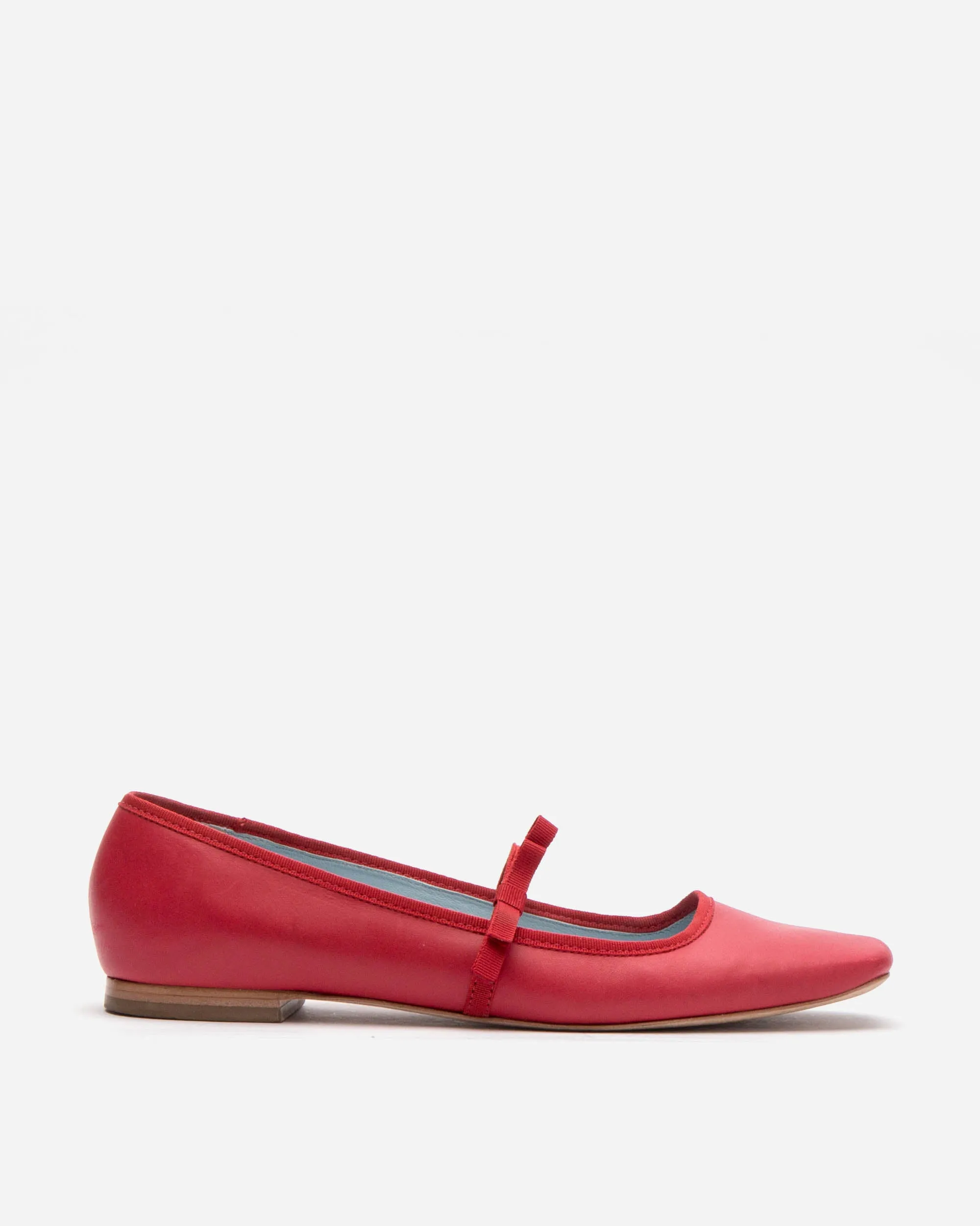 Jude Mary Jane Leather Flat Red