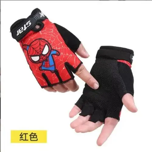 Kids Bike Gloves Half Finger Sport Running Overlock Sewing Anti-Slip Stretch Cycling Boy Girl Gloves For Childre Cartoon For Boy