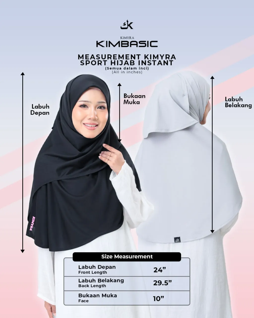 Kimniqab Black Pink - Niqab For Swimming and Sports